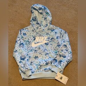 Nike Girls 6X Blue Floral Hoodie Flow-Ral Print Pullover NWT